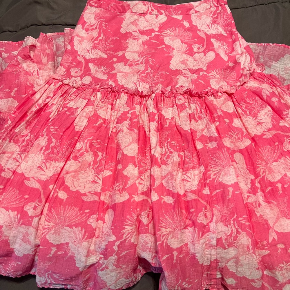 LoveShackFancy Vibrant Pink Floral Maxi Skirt - Picture 12 of 15